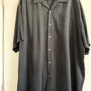 Tommy Bahama Men’s Black 100% Silk Casual Camp Button Down Shirt